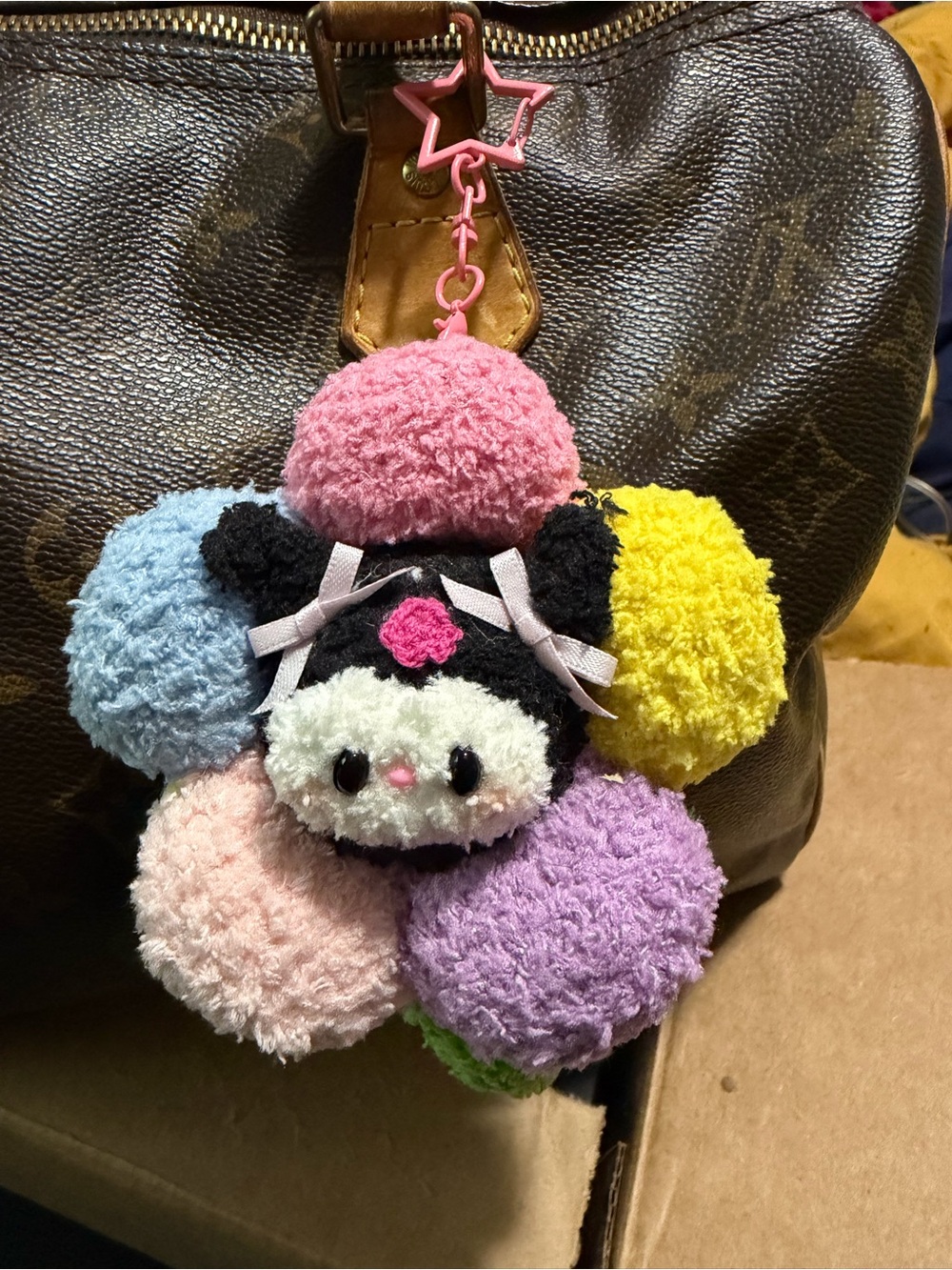 Sanrio Flower Plush Keychain Charm in Pink, Blue, Yellow, Purple